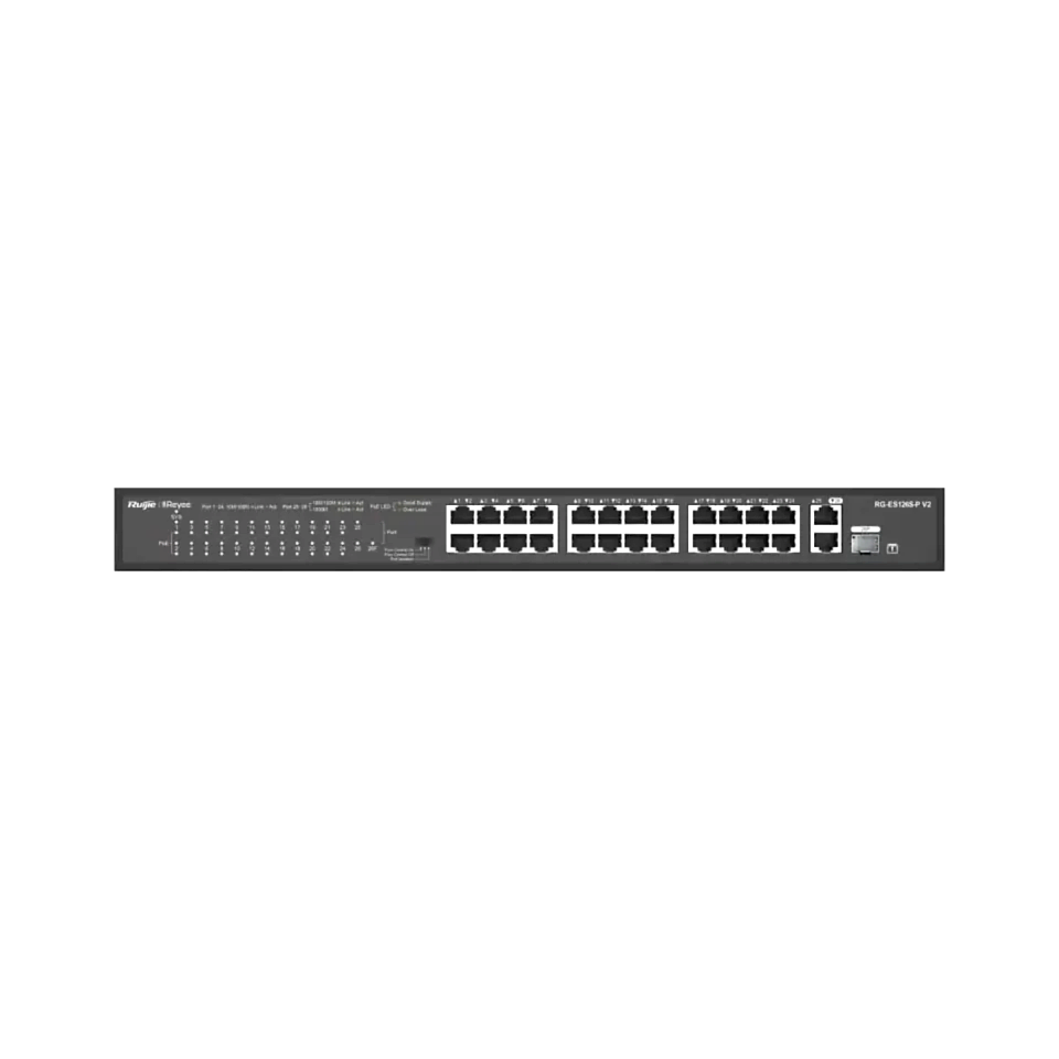Reyee RG-ES126S-P V2 24 Port 370W 2xGigabit Uplink, 1xSfp Yönetilemez Poe Switch