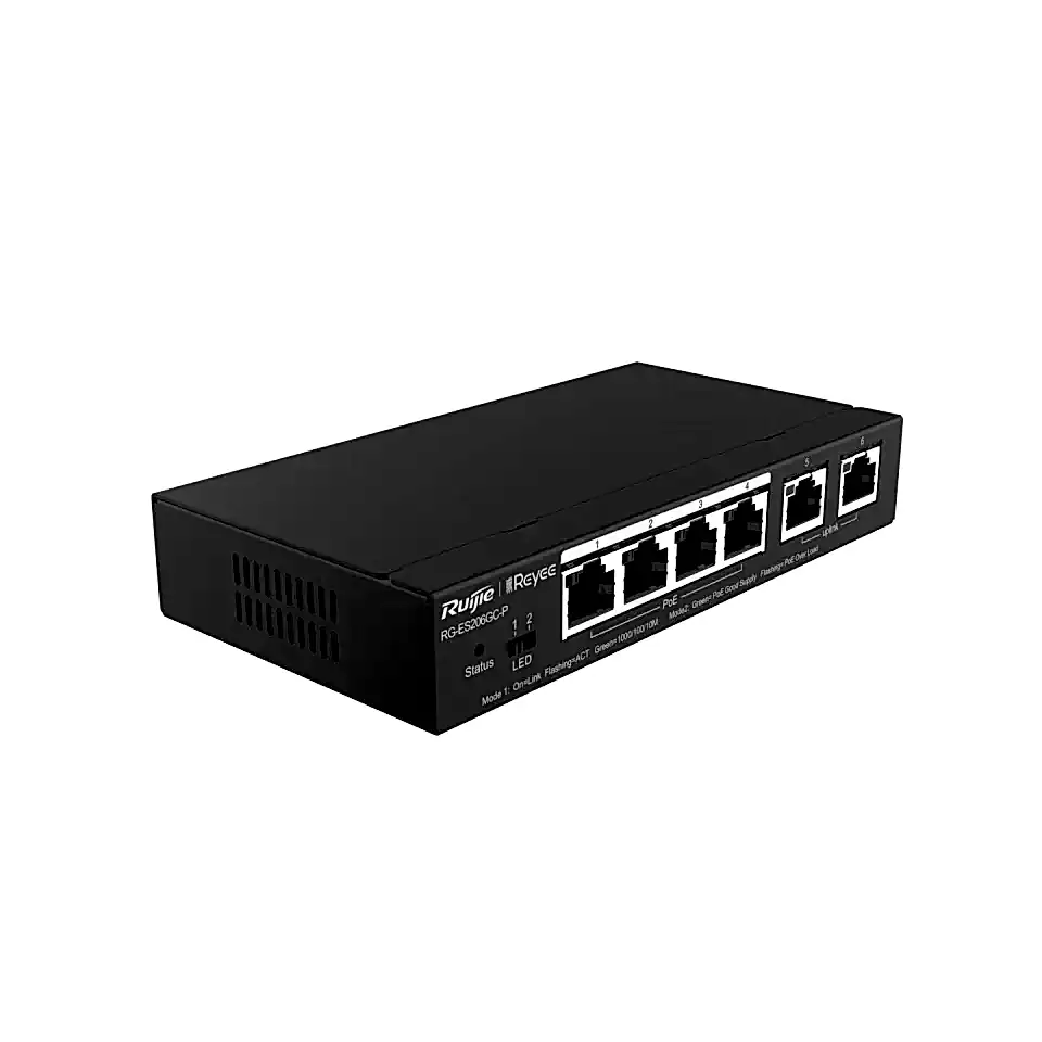 Ruijie Reyee RG-ES206GC-P 6 Portlu 4 Port Poe(54w)Gigabit Yönetilebilir Switch