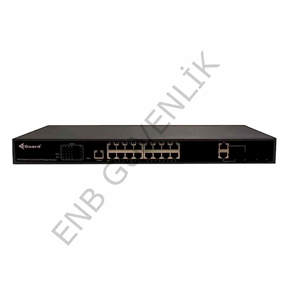 VGuard VG-SW2016PM-250 16 Port Poe 2 Port Uplink SFP Yönetilebilir PoE Switch