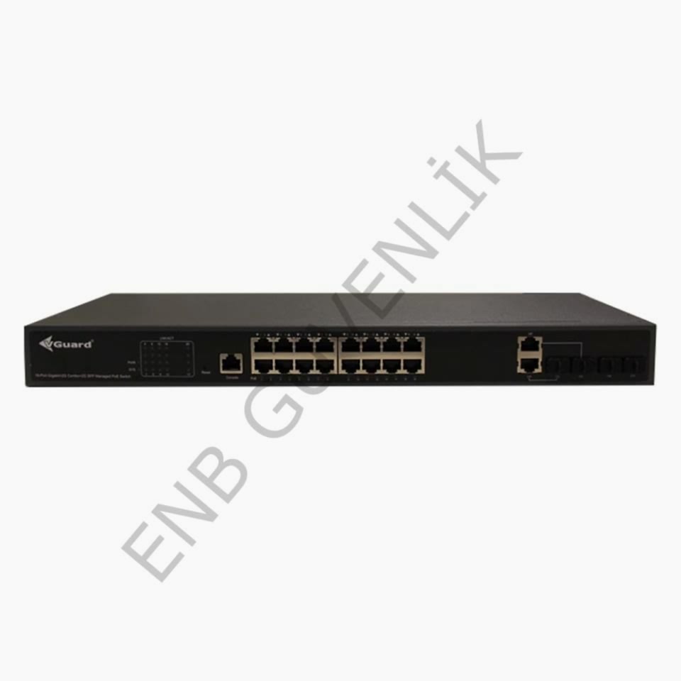 VGuard VG-SW2016PM-250 16 Port 10/100/1000 RJ45 + 2*10/100/1000 Combo(2*SFP + 2*RJ45) + 2*100/1000 SFP Port Layer2&Cloud Yönetilebilir PoE Switch