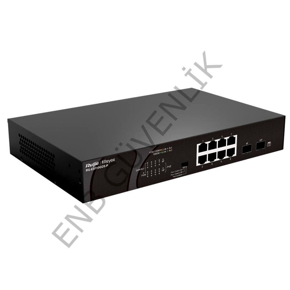 RUIJIE RG-ES110GDS-P, 10 bağlantı noktalı 10/100/1000Mbps Yönetilmeyen PoE Anahtarı