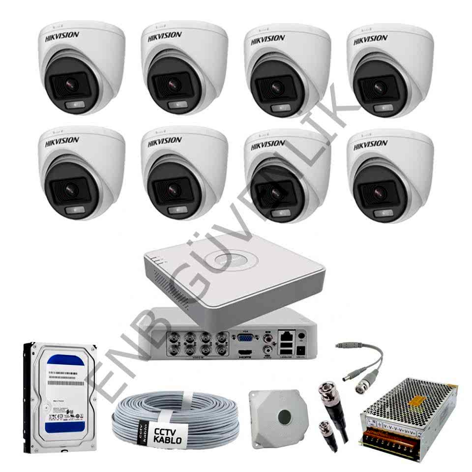Hikvision 8 Kameralı Color  İç Ortam Güvenlik Kamera Seti