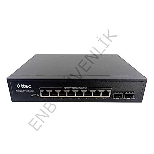 Ttec 10120P-2SFP / AC100-240V / 120W / SFP 8 Lİ POE SWİTCH