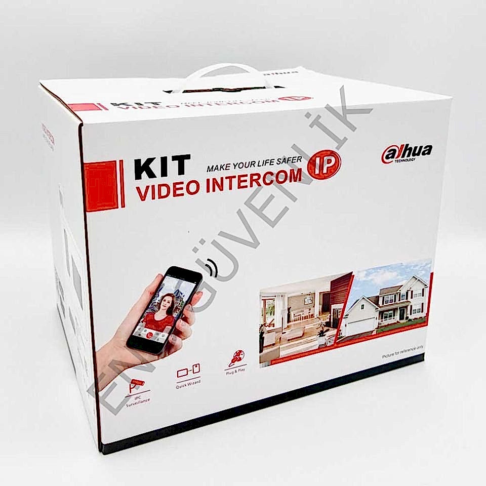 Dahua KTP02 Kablolu (Cat6) 7 Tft Ekran ve Kapı Paneli + 4 Port Switch Siyah Ip Villa Interkom Set